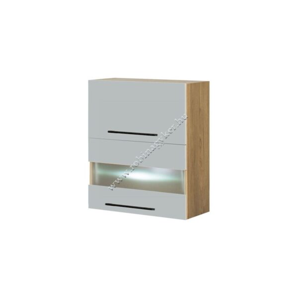 MONIA KMO60GWML_SZ_DSC 60-cm-es, 2 AJTÓS FELNYÍLÓ KONYHABÚTOR LED VILÁGÍTÁSSAL, ÜVEGPOLCCAL ELEM -konyhabútor