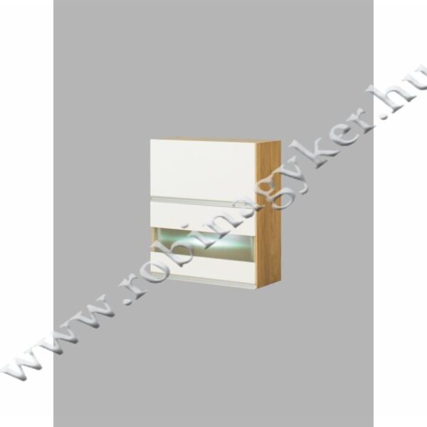 MONIA KMO60GWML_BI_DSC 60-cm-es, 2 AJTÓS FELNYÍLÓ KONYHABÚTOR LED VILÁGÍTÁSSAL, ÜVEGPOLCCAL ELEM -konyhabútor