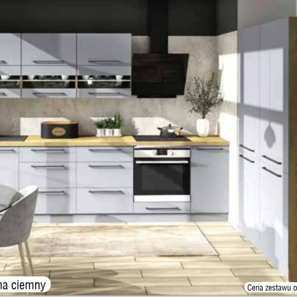 .MONIA 300x120cm-es KONYHABÚTOR ÖSSZEÁLLÍTÁS DAB SOMA CIEMNY/SZARY MATT FRONT -konyhabútor