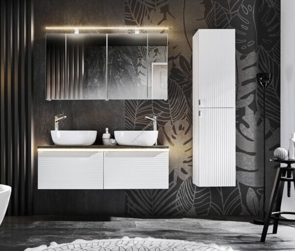 .LEONARDO WHITE 120-as Fürdőszoba bútor kpl. mosdóval