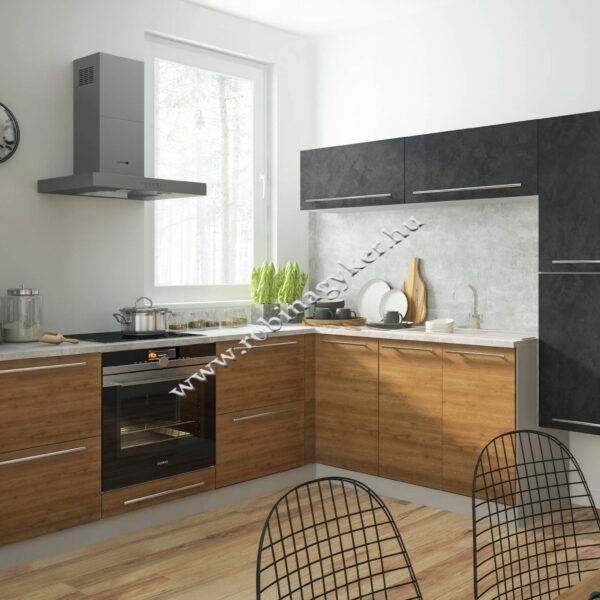 .MALMO KONYHA "PERMBROKE-ARES BLACK" SAROK KONYHA ÖSSZEÁLLÍTÁS  Konyhabútor