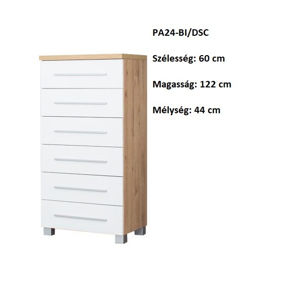 PANAMA PA24-DSC/BI 6 fiókos szekrény-bútor