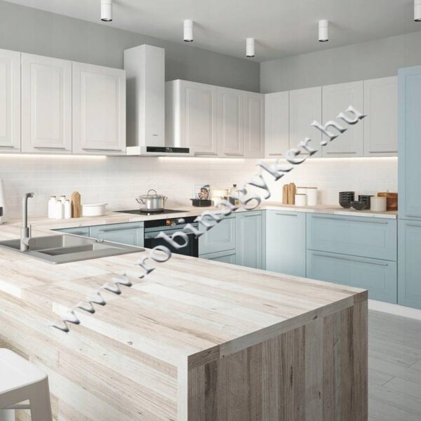 .RIMINI KONYHA MATT "KÉK-FEHÉR" U ALAK SAROK KONYHA ÖSSZEÁLLÍTÁS  Konyhabútor