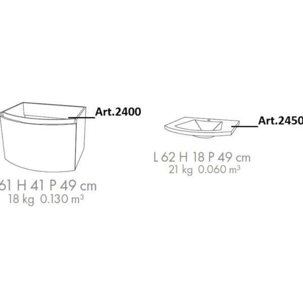 SOLES 2400 Mosdós szekrény + 2450 Mosdó Fürdőszoba bútor
