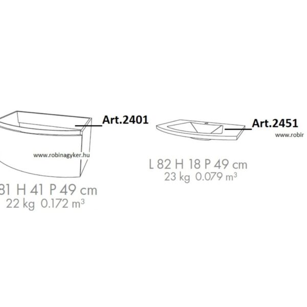 SOLES 2401 Mosdós szekrény + 2451 Mosdó Fürdőszoba bútor