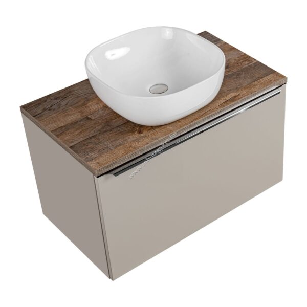 SANTA FE TAUPE 80-as Mosdós szekrény Fürdőszoba bútor + Pult lap. Mosdóval