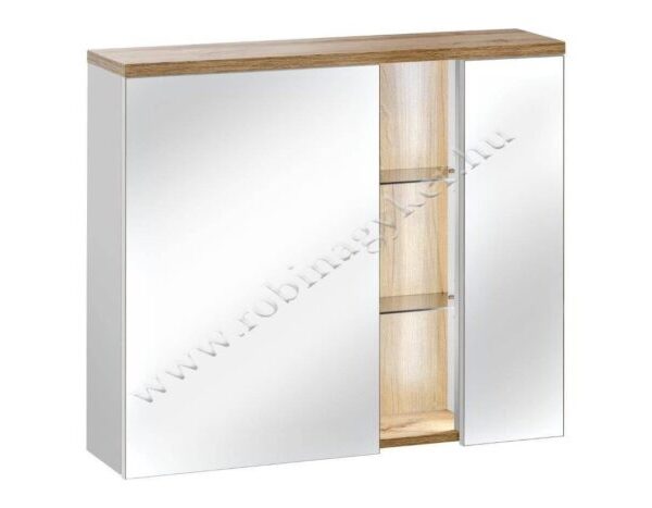 BAHAMA WHITE Tükrös szekrény(841)LED világítással-Bútor