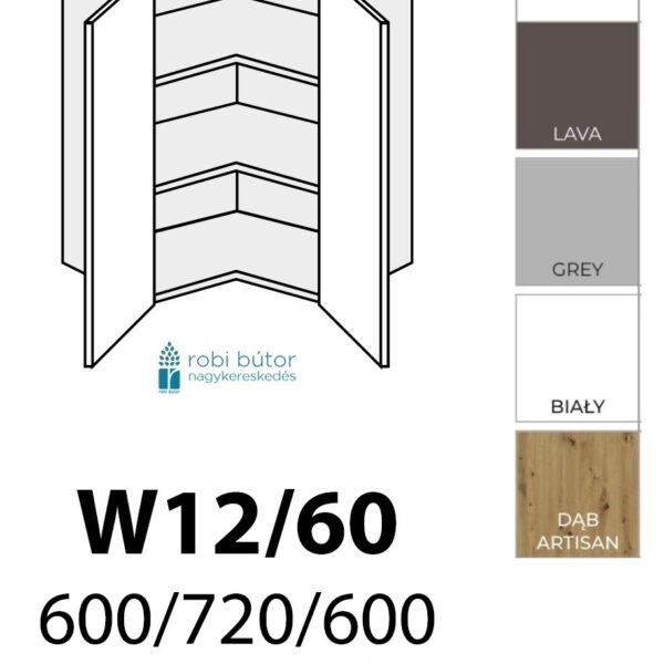 AMARO KONYHABÚTOR 2-ajtós SAROK FELSŐ szekr. 60 cm (W12 60) elemes konyhabútor
