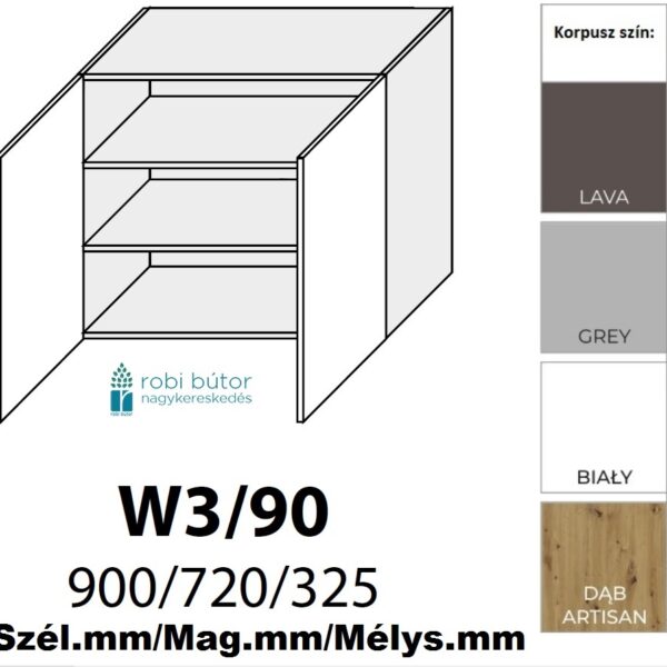 AVELLINO MATT 2-ajtós FELSŐ szekrény 90 cm  (W3 90)_konyhabútor