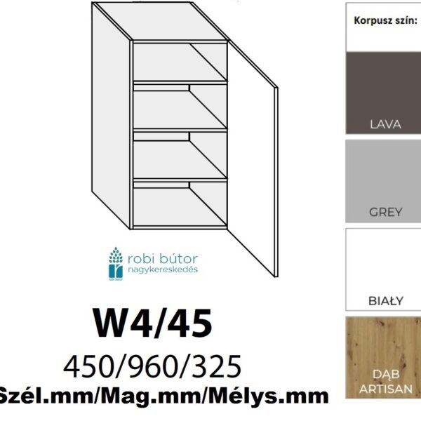 AVELLINO MATT 1-ajtós FELSŐ szekrény 45 cm JOBBOS (W4 45 P)_konyhabútor