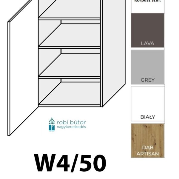 FLORENCE MAGASFÉNYŰ 1-ajtós FELSŐ szekrény 50 cm BALOS (W4 50 L)_konyhabútor