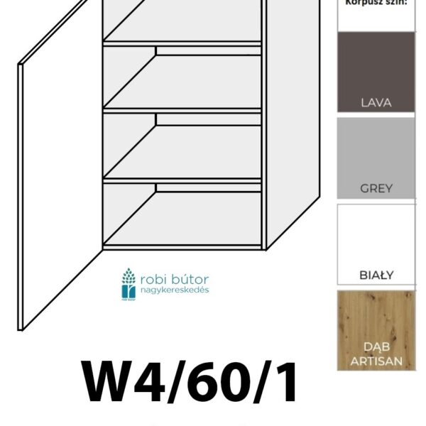 PRATO MATT 1-ajtós FELSŐ szekrény 60 cm  (W4 60/1 )_konyhabútor