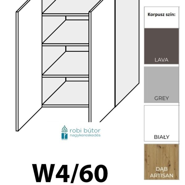 CELLE MATT 2-ajtós FELSŐ szekrény 60 cm (W4 60) elemes konyhabútor