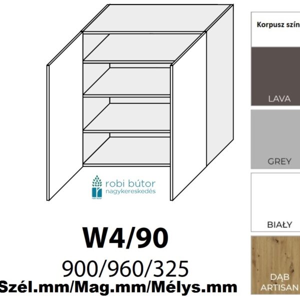 FORLI MATT 2-ajtós FELSŐ szekrény 90 cm (W4 90)_konyhabútor