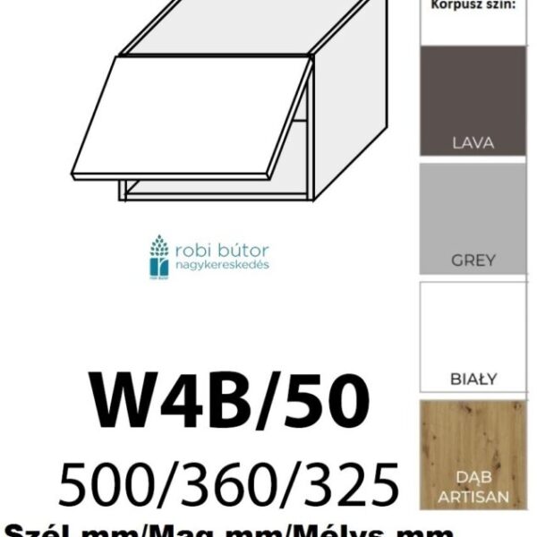 PLATINUM MAGASFÉNYŰ 1-ajtós FELSŐ szekrény 50 cm (W4B 50)_konyhabútor