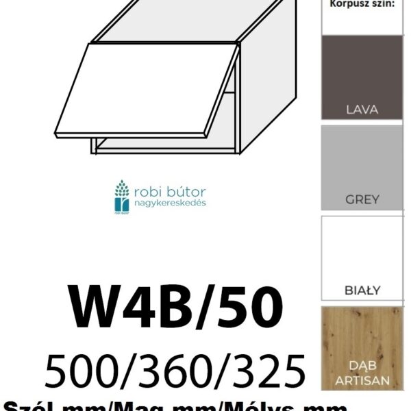 BARI MATT 1-ajtós FELSŐ szekrény 50 cm (W4B 50)_konyhabútor