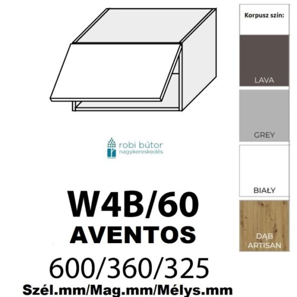 PLATINUM MAGASFÉNYŰ (W4b 60 AVENTOS) 1-ajtós FELSŐ szekrény 60 cm_konyhabútor