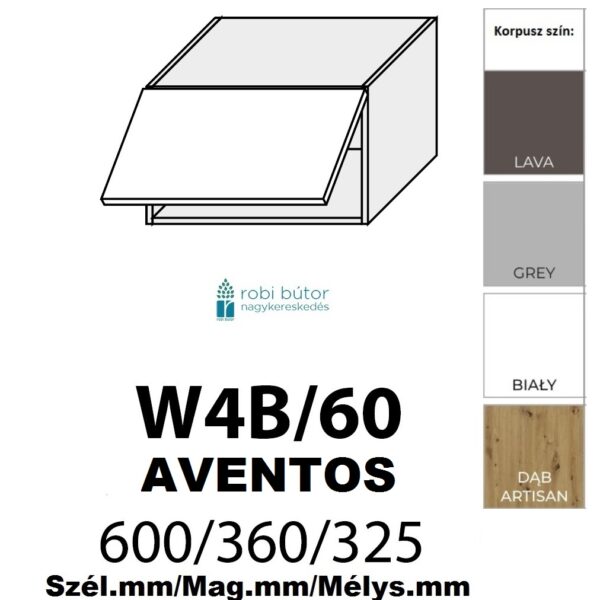 FLORENCE MATT (W4b 60 AVENTOS) 1-ajtós FELSŐ szekrény 60 cm_konyhabútor