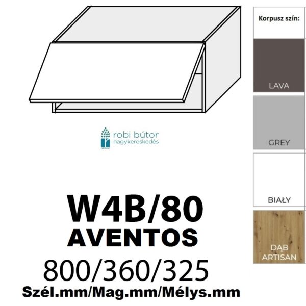 AVELLINO MATT (W4b  80 AVENTOS) 1-ajtós FELSŐ szekrény 80 cm_konyhabútor