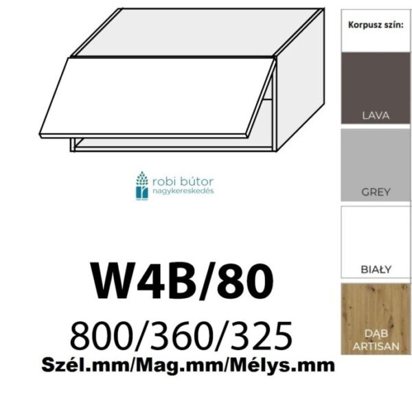 PLATINUM MAGASFÉNYŰ 1-ajtós FELSŐ szekrény 80 cm  (W4b 80)_konyhabútor