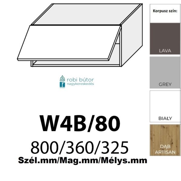 BARI MATT 1-ajtós FELSŐ szekrény 80 cm  (W4b 80)_konyhabútor