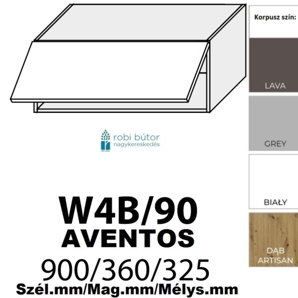TIVOLI MATT (W4b 90 AVENTOS) 1-ajtós FELSŐ szekrény 90 cm_konyhabútor