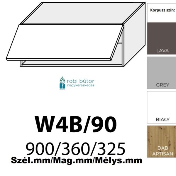 BARI MATT 1-ajtós FELSŐ szekrény 90 cm  (W4b 90)_konyhabútor