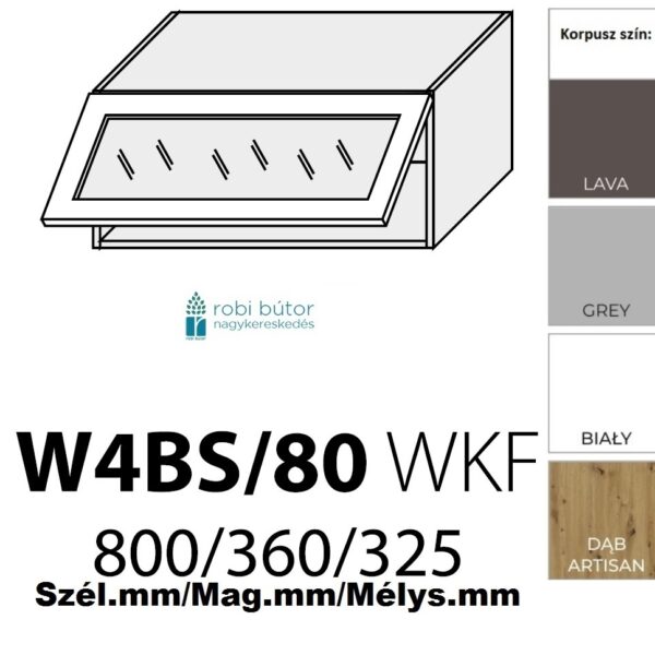 LIVORNO MATT (W4BS 80 WKF) 1-ajtós FELSŐ szekrény 80 cm_konyhabútor
