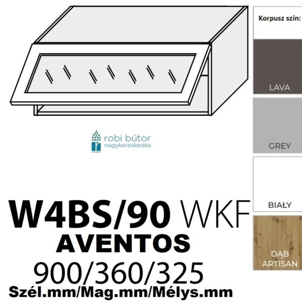 LIVORNO MATT (W4BS90 WKF AVENTOS) 1-ajtós FELSŐ szekrény 90 cm_konyhabútor