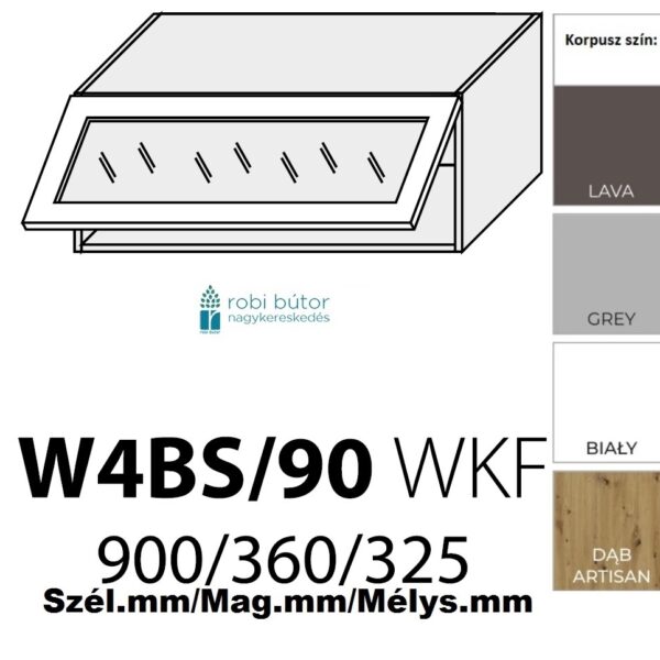 LIVORNO MATT (W4BS90 WKF) 1-ajtós FELSŐ szekrény 90 cm_konyhabútor