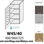 AMARO KONYHABÚTOR 1-ajtós ÜVEGES FELSŐ szekrény 40 cm (W4S 40 ) elemes konyhabútor