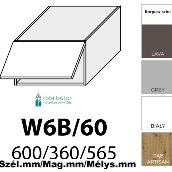 FORST elemes konyhabútor MATT 1-ajtós FELSŐ szekrény 60 cm (W6B60)