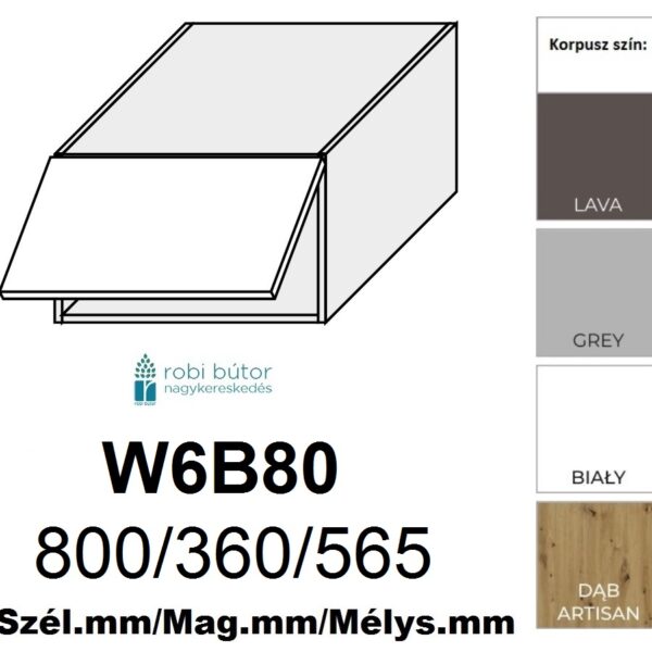 NAPOLI MATT 1-ajtós FELSŐ szekrény 80 cm (W6B 80)_konyhabútor