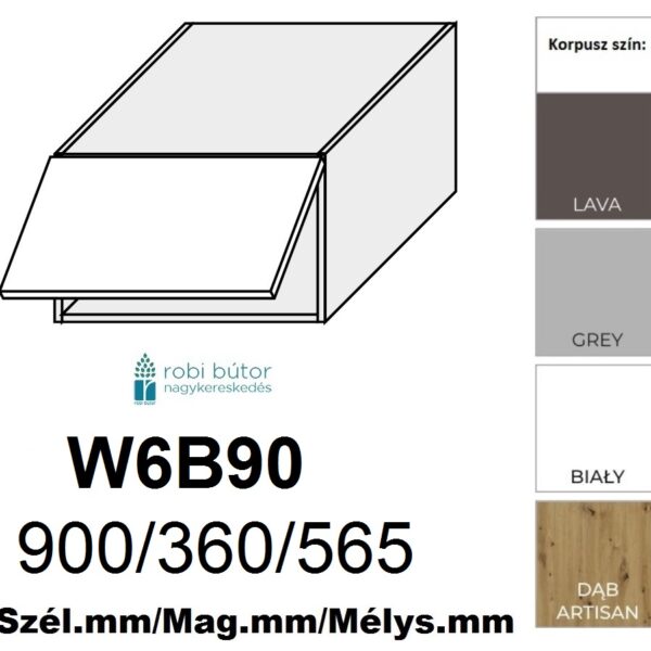 BRERRA MATT 1-ajtós FELSŐ szekrény 90 cm (W6B 90)_konyhabútor