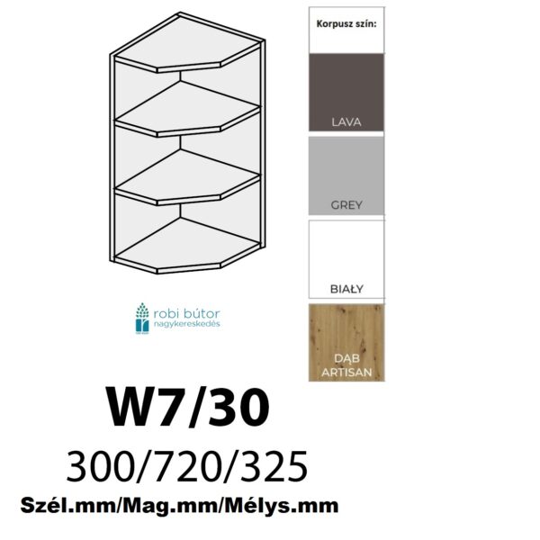 CARRINI POLCOS FELSŐ (sorzáró) szekrény 30cm(W7 30)-konyhabútor