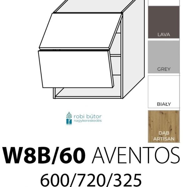 PLATINUM MAGASFÉNYŰ 2-ajtós FELSŐ szekrény 60 cm (W8B 60 AV)_konyhabútor