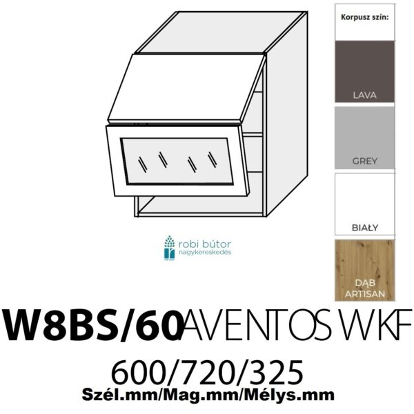 EMPORIUM MATT 2-ajtós ÜVEGES FELSŐ szekrény 60 cm (W8BS 60 AV WKF)_konyhabútor