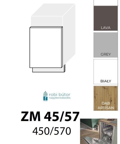 PLATINUM MAGASFÉNYŰ MOSOGATÓGÉP ELŐLAP 45 cm (ZM 57/45)_konyhabútor