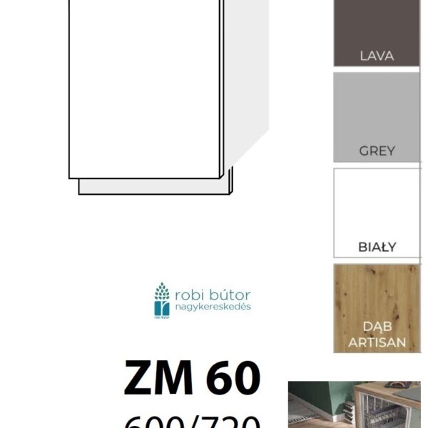 CELLE MATT MOSOGATÓGÉP ELŐLAP 60 cm (ZM 60) elemes konyhabútor