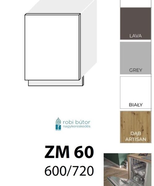 PLATINUM MAGASFÉNYŰ MOSOGATÓGÉP ELŐLAP 60 cm (ZM 60)_konyhabútor