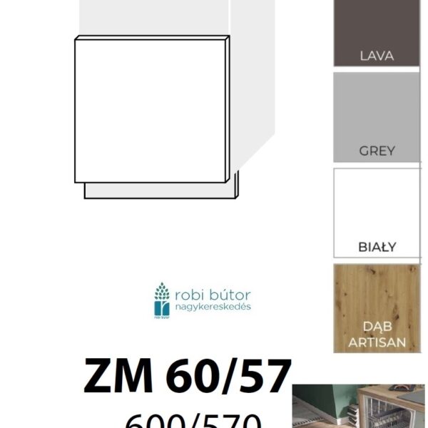 FLORENCE MAGASFÉNYŰ MOSOGATÓGÉP ELŐLAP 60 cm (ZM 57/60)_konyhabútor