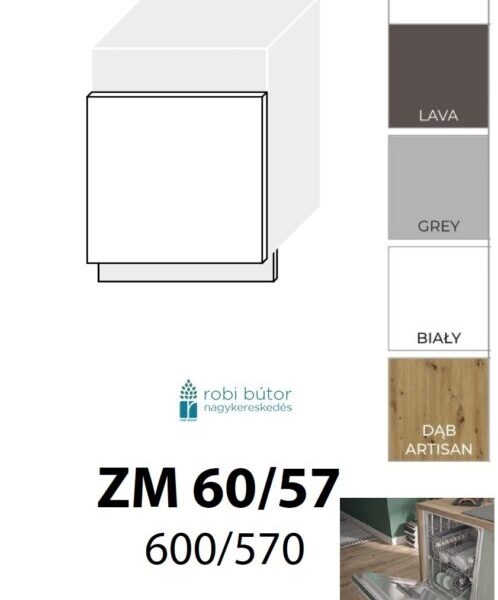 PLATINUM MAGASFÉNYŰ MOSOGATÓGÉP ELŐLAP 60 cm (ZM 57/60)_konyhabútor