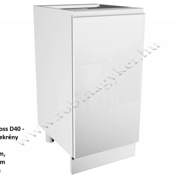 ASPEN ELEMES KONYHABÚTOR FEHÉR MAGASFÉNYŰ Alsó elem D40P Jobbos konyhabútor
