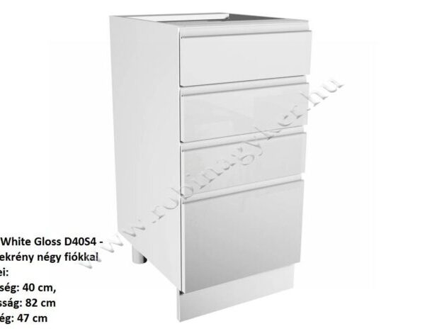 ASPEN ELEMES KONYHABÚTOR FEHÉR MAGASFÉNYŰ Alsó elem D40S4 konyhabútor