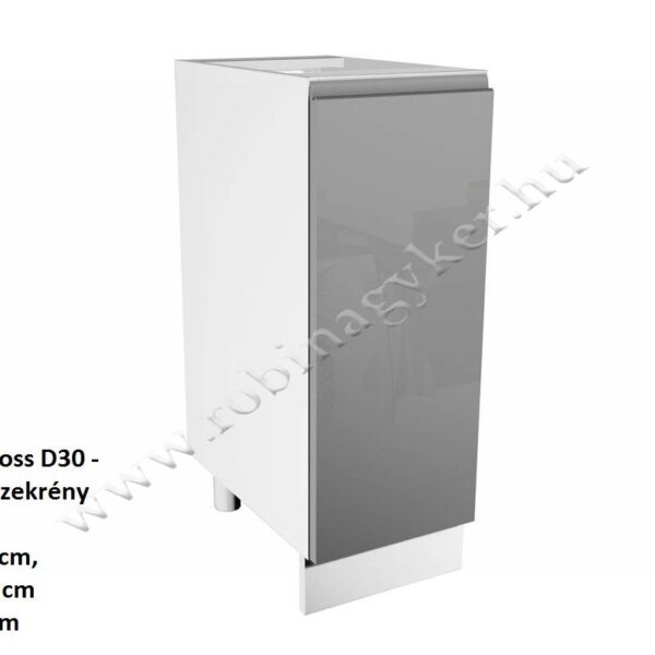 ASPEN GREY MAGASFÉNYŰ elemes konyhabútor ALSÓ ELEM 1 AJTÓS 30CM *Balos D30-L