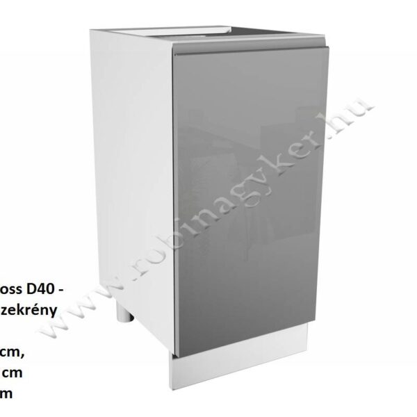 ASPEN GREY MAGASFÉNYŰ elemes konyhabútor ALSÓ ELEM 1 AJTÓS 40CM *Balos D40-L