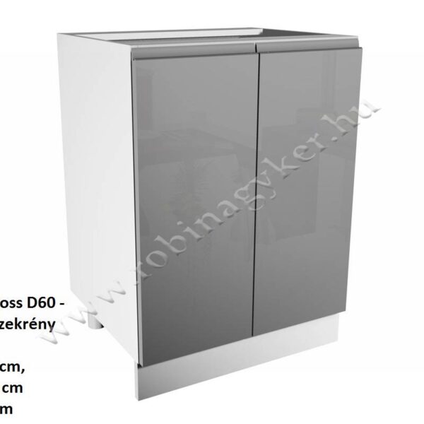 ASPEN GREY MAGASFÉNYŰ elemes konyhabútor ALSÓ ELEM 2 AJTÓS 60CM D60
