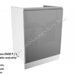ASPEN GREY MAGASFÉNYŰ elemes konyhabútor ALSÓ MOSOGATÓS ELEM 1 AJTÓS 60CM*Jobbos D60Z-P