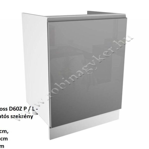 ASPEN GREY MAGASFÉNYŰ elemes konyhabútor ALSÓ MOSOGATÓS ELEM 1 AJTÓS 60CM*BalosD60Z-L