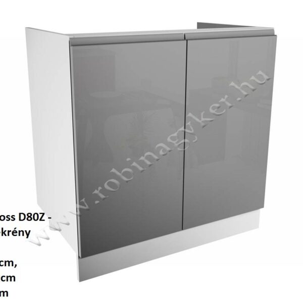 ASPEN GREY MAGASFÉNYŰ elemes konyhabútor ALSÓ MOSOGATÓS ELEM 2 AJTÓS 80CM D80Z